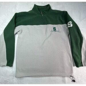 Michigan State Spartans Mens L Pullover Fleece Embroidered Quarter Zip